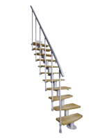 Raumspartreppe ATRIUM Mini Plus, 259 - 350cm (13 Stufen), Silbergrau, Erle