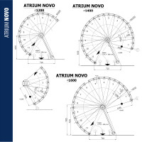 Wendeltreppe ATRIUM Novo, 140cm, 293,8 - 313,3cm (12 Stufen + Podest), Silbergrau, Buche dunkel