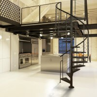 Wendeltreppe ATRIUM Heavy Metal, 119cm, bis 200cm (8 Stufen + Podest), Weiß